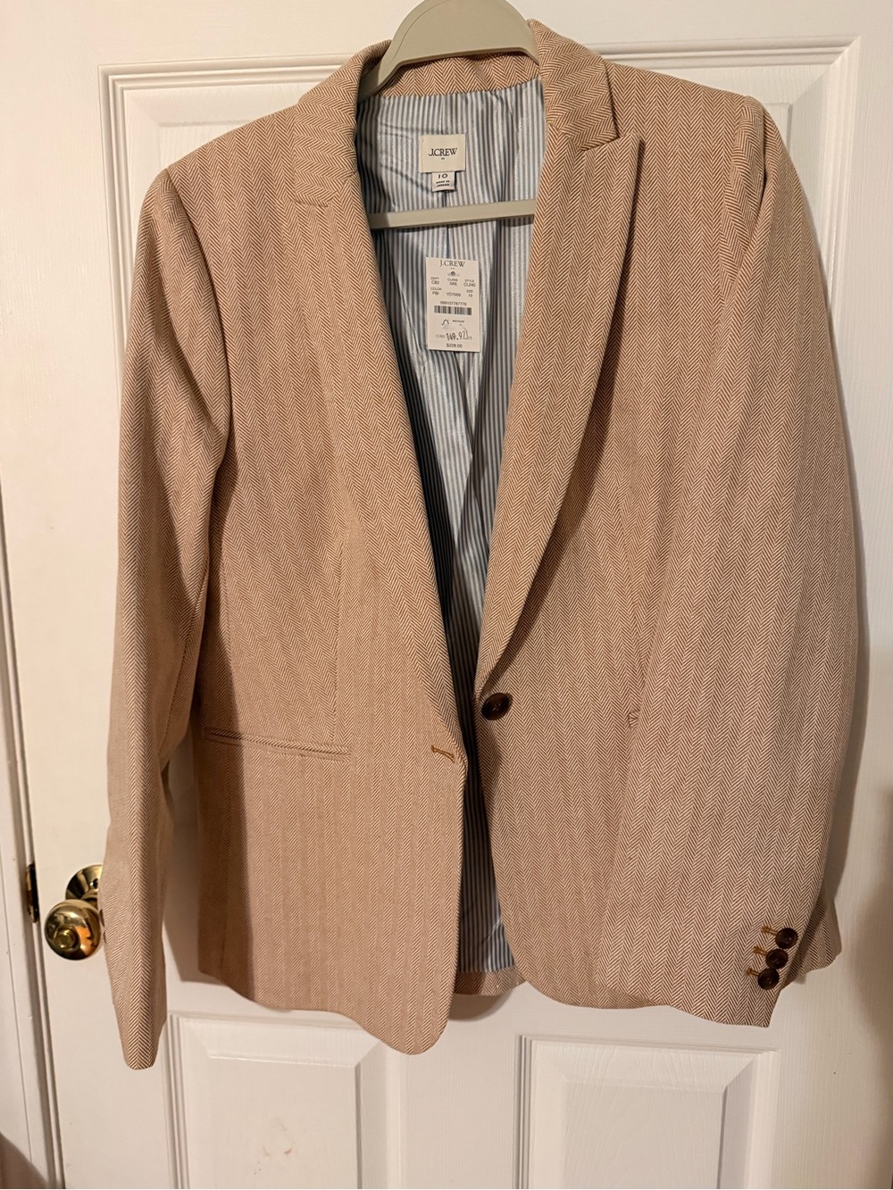 J. Crew Tan Herringbone Blazer - Single-Breasted Sport Coat